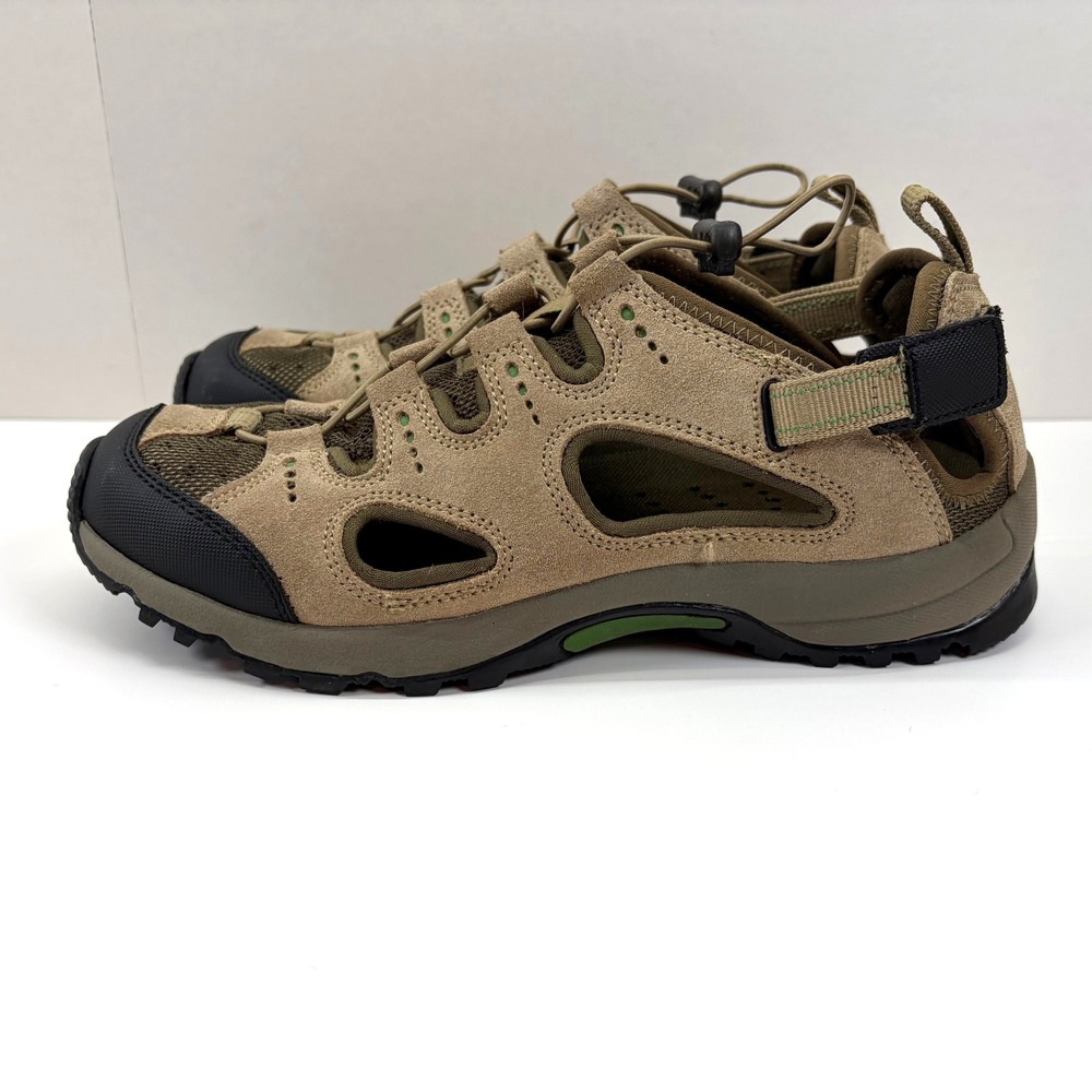 Lands End Water Shoes Hiking Sandals Tan Green Mens Size 8 B VGC - Picture 7 of 13